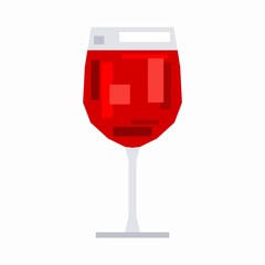 Canvas Print - Glass of red wine, pixel flat design