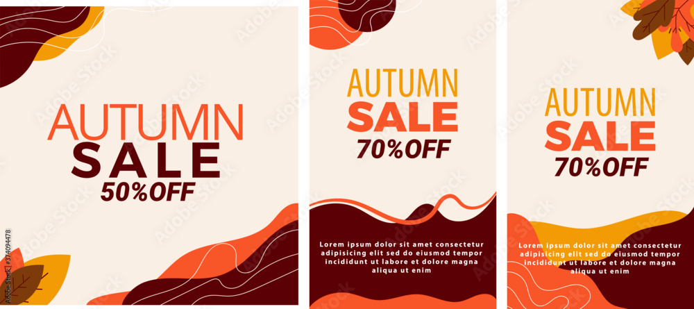 Vector illustration of a design poster social media set for autumn sale ...