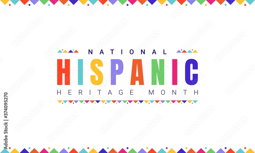 National Hispanic Heritage Month horizontal banner template with colorful text and flags on white background. Influence of Latin American heritage on a world culture - obrazy, fototapety, plakaty 
