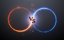 Versus Red And Blue Circle With Spark Effect