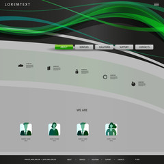 Wall Mural - website design template for your business with green and grey wavy texture, lines in the header