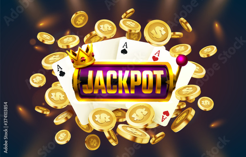 Cuadros en Lienzo Jackpot casino coin, cash machine play now. Vector