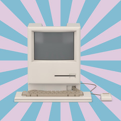 Poster - Retro Personal Computer. 3d Rendering