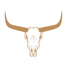 Bull Skull Icon. Buffalo Head Vector Illustration Isolated On White. Animal Skull With Horns. Texas Animal Head Symbol. Dangerous Sign.