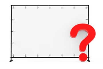 Poster - Blank Flag Banner with Red Question Mark. 3d Rendering