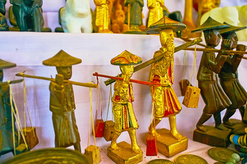 Sticker - Sculptures of Burmese villagers, Indein, Inle Lake, Myanmar