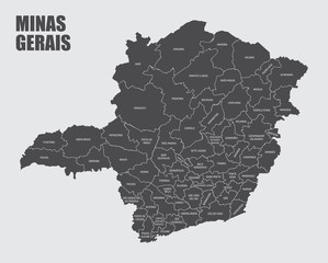 Wall Mural - Minas Gerais State regions map