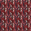 © smth.design - Seamless pattern with exotic monstera leaf silhouettes. Maroon background. Stylized artwork with tropical elements.