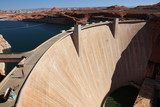 View of Glen Canyon Dam with Colorado River near the town of Page in Arizona USA