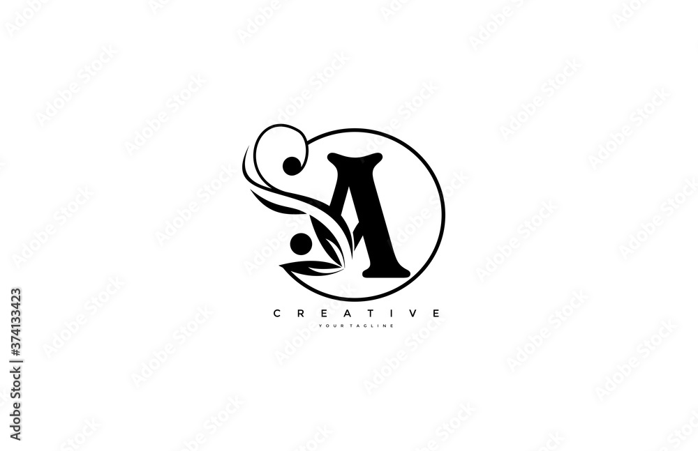 Flourishes letter A luxury beauty monogram Rounded logo Stock Vector ...
