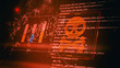 computer screen with programming code and a skull, concept of computer security, malware or hacker attack (3d render)