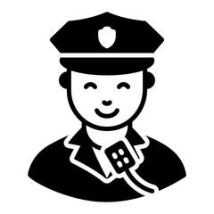 Sticker - 
Male cop wearing cap, flat vector of policeman
