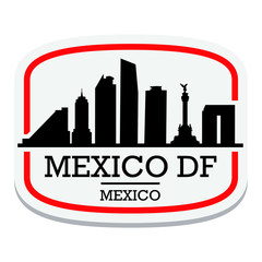 Mexico DF Mexico Label Stamp Icon Skyline City Design Tourism landmark.