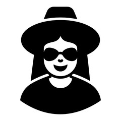 Sticker - 
Tourist vector in modern solid style, female adventurer
