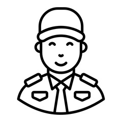 Poster - 
Security man icon in line design, watchman
