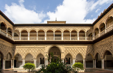 Patio de las Doncellas in Royal palace of Seville, Spain