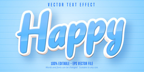Wall Mural - Happy text, cartoon style editable text effect