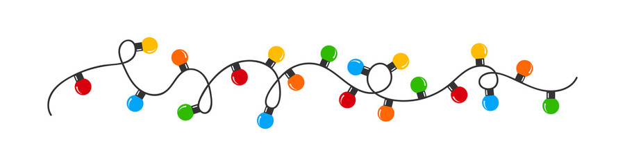 Wall Mural - christmas lights bulbs. colorful christmas lights bulbs isolated on white background. color garlands