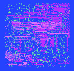 Aufkleber - Abstract pixelated background with flickers and datamoshing effect. Vaporwave and cyberpunk style aesthetics.