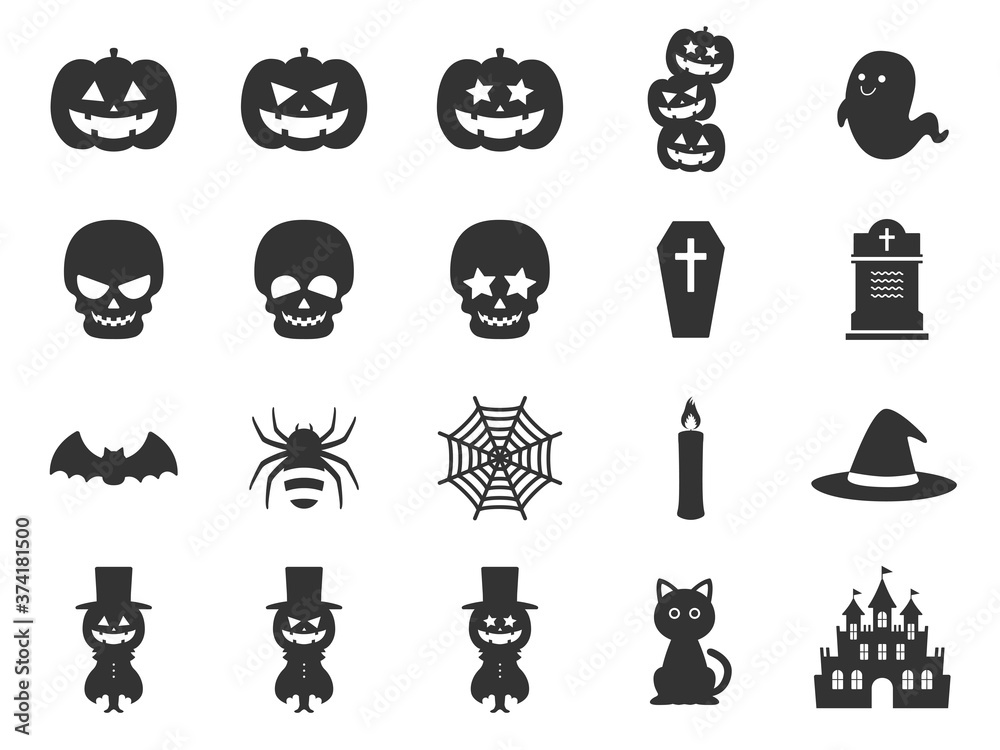 ハロウィンのアイコンイラストセット Wall Mural Wallpaper Murals R Design