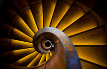 Wooden Yellow Spiral Staircase  