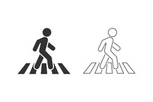 Crosswalk Line Icon Symbol Logo Template. Vector