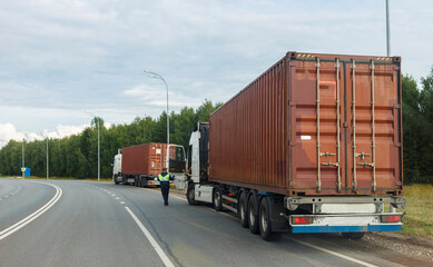 Monitoring the movement of heavy vehicles on the highway. blurred focus