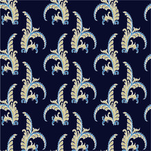 Traditional Indian Paisley Pattern On Navy Background