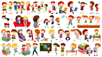 Sticker - Set of cute kids cartoon character