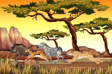 Wall Mural - Wild animal running in nature