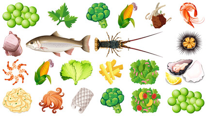 Wall Mural - Set of fresh food ingredients