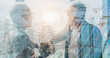 © Mongkolchon - two businessmen overlay with cityscape background