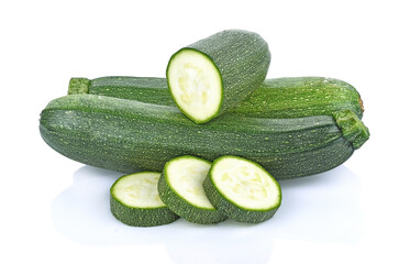 Wall Mural - fresh zucchini isolated on white background.