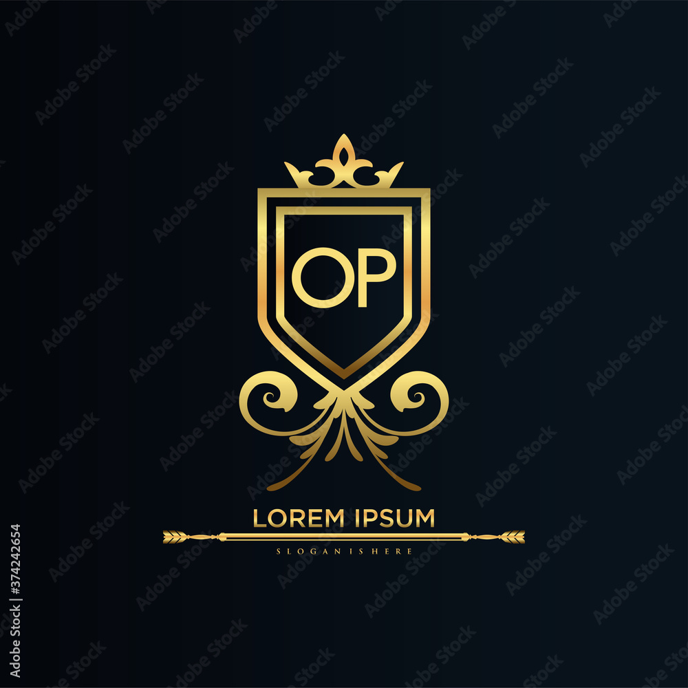 OP Letter Initial with Royal Template.elegant with crown logo vector ...