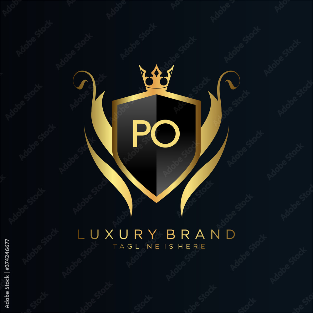 PO Letter Initial with Royal Template.elegant with crown logo vector ...