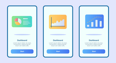 Wall Mural - dashboard for mobile apps template banner page ui with three variations modern flat color style