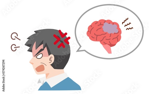 認知症で怒りっぽくなってしまった中年男性の脳のイラスト Stock Vector Adobe Stock 認知症で怒りっぽくなってしまった中年男性の脳のイラスト Stock Vector Adobe Stock
