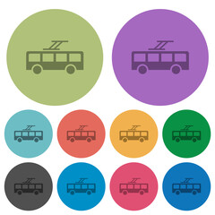 Wall Mural - Trolley bus color darker flat icons