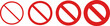 Set of prohibited simple red sign icon