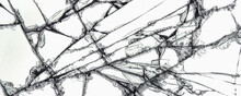 Black Cracks On A White Glass Surface, Abstraction, Texture
