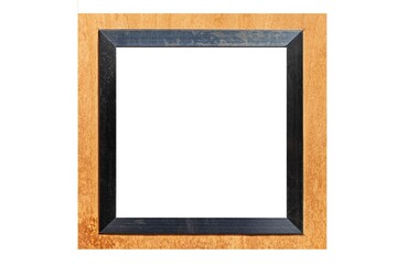 Wall Mural - Brown and black wooden photo frame isolated on a white background