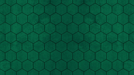 Poster - Abstract seamless dark green concrete cement stone tile wall made of hexagonal geometric hexagon print texture background