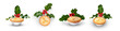 Traditional Christmas pies with sweet mince filling with a sprig of holly isolated against a white background.