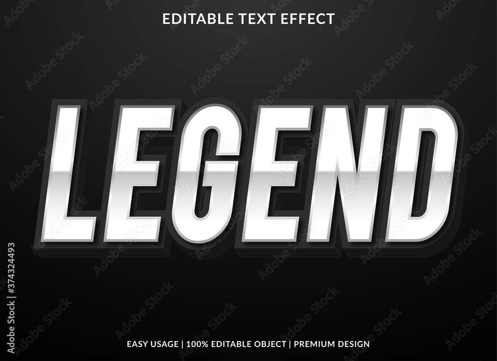 legend text effect template with sans style and bold concept use for ...