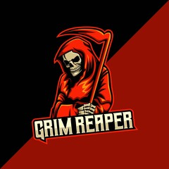 Wall Mural - Grim Reaper mascot logo template. perfect for t-shirt/apparel, merchandise, gaming logo, pin design, etc