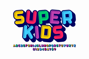 Sticker - Playful style font design, colorful alphabet letters and numbers