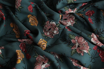 staple fabric viscose aquamarine with floral print	