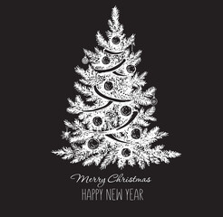 christmas tree. hand drawn illustration.