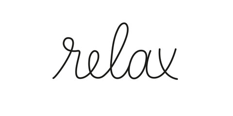 Wall Mural - relax phrase handwritten by one line. mono line vector text element isolated on white background.