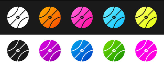 Set Basketball ball icon isolated on black and white background. Sport symbol. Vector.